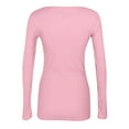 thumbnail image 4 of Womens Long Sleeve Tops Fall Scoop Neck Ribbed Knit Shirts Slim Fitted Casual Basic Tee T Shirt for Women 2026 Pink 2XL, 4 of 4