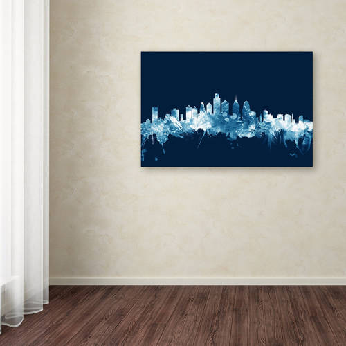 Trademark Fine Art "Philadelphia PA Skyline Navy" Canvas Art by Michael Tompsett