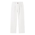 thumbnail image 7 of QATAINLAV Womens Linen Wide Leg Palazzo Pants Summer Button Front Elastic Waist Work Trouser Loose Casual Dress Pants with Pockets White XL, 7 of 7