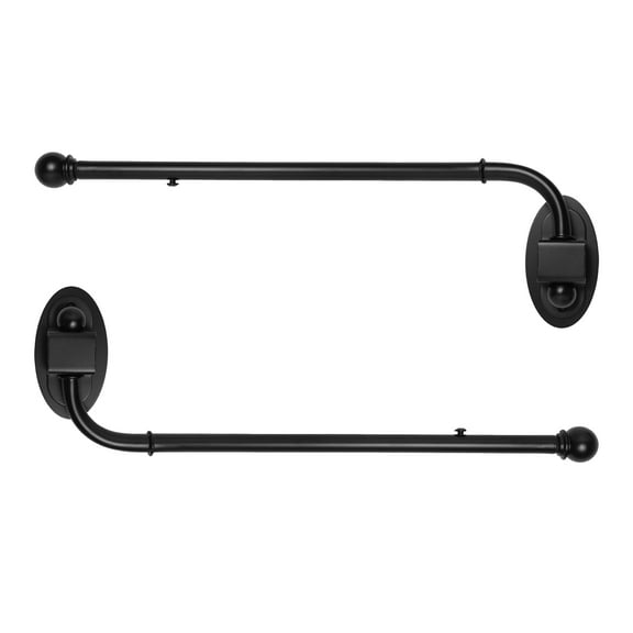 MERIVILLE 14"-24" Swing Arm Curtain Rod, 1/2" Diameter, Black, 2 Pieces