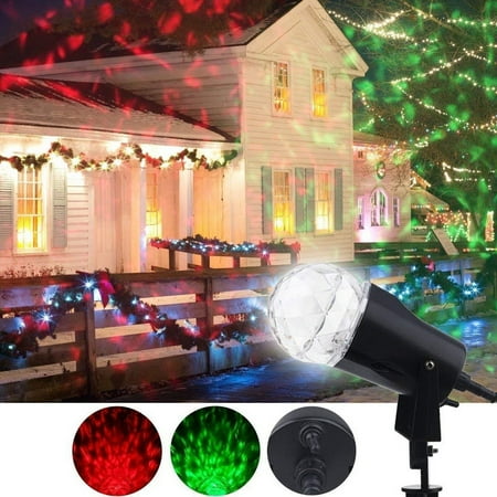 Kaleidoscope Projection Spotlight Light,Outdoor Led Rotating Light Show Crystal Ball Flame Light Waterproof Garden Party Disco Landscape,Waterproof Led Projector Light