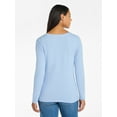 thumbnail image 4 of Time and Tru Women's Cotton V-Neck Tee with Long Sleeves, Sizes XS-XXXL, 4 of 6