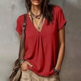 thumbnail image 3 of Cilsoka Cotton Linen Tops for Women 2026 Roll Up Short Sleeve V Neck Lightweight Breathable Shirt Summer Casual Loose Fit Blouse, 3 of 6