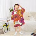 thumbnail image 6 of FORMRS Wearable Blanket Hoodie with Sleeves for Kids Cozy Flannel Sweatshirt, Purple Hand Drawn Floral, 6 of 7