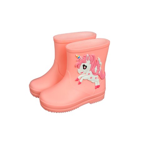 

Kesitin Kids Rain Boot Wide Calf Garden Shoes Slip Resistant Waterproof Booties Children Mid-Calf Boots Walking Breathable Removable Lining Rainboot Pink 11C