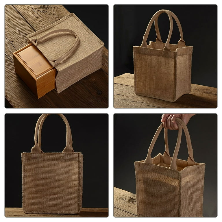 Jute Grocery Bag with Handles Reusable Burlap Gift Bags Wedding Gifts Small Tote Travel Walmart