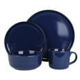 thumbnail image 2 of 10 Strawberry Street Double Line 16 Piece Stoneware Dinnerware Set, Cobalt Blue, 2 of 7