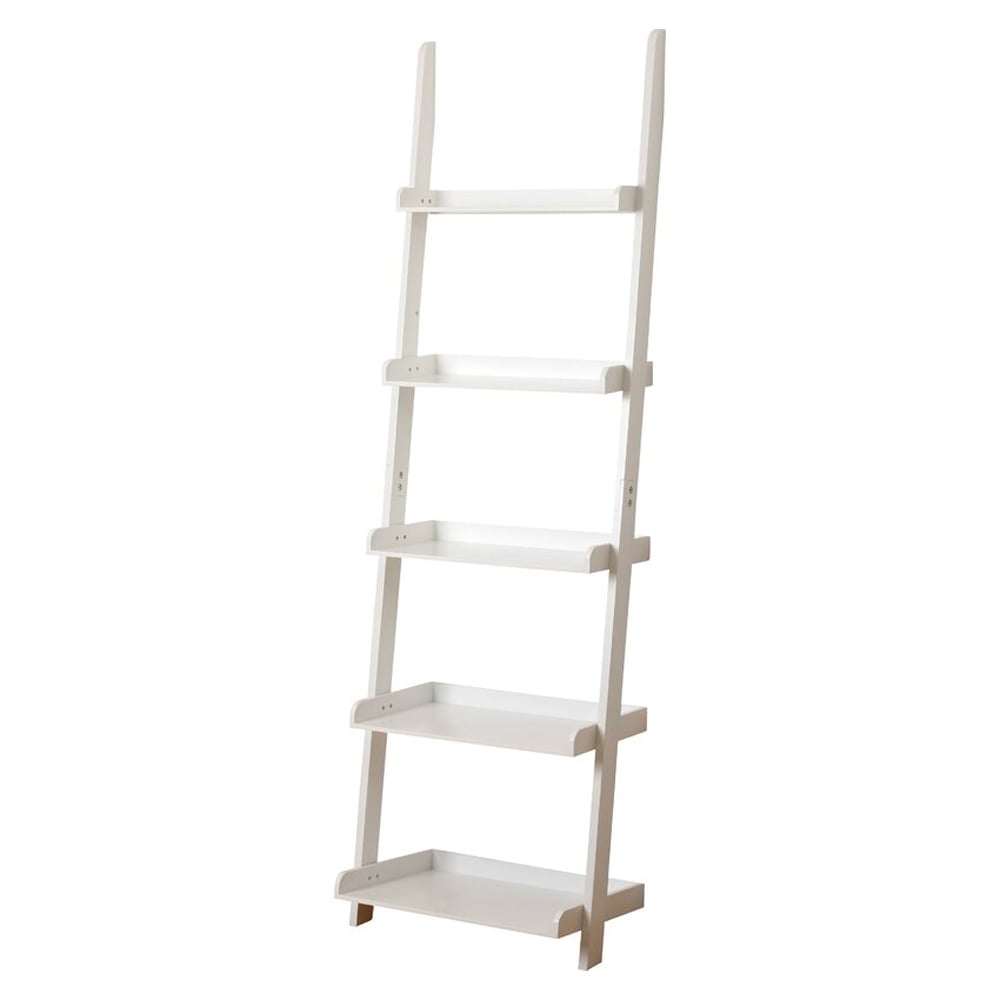 White 5-Tier 70’’Bookcase Bookshelf Leaning Wall Shelf Ladder Storage Display 