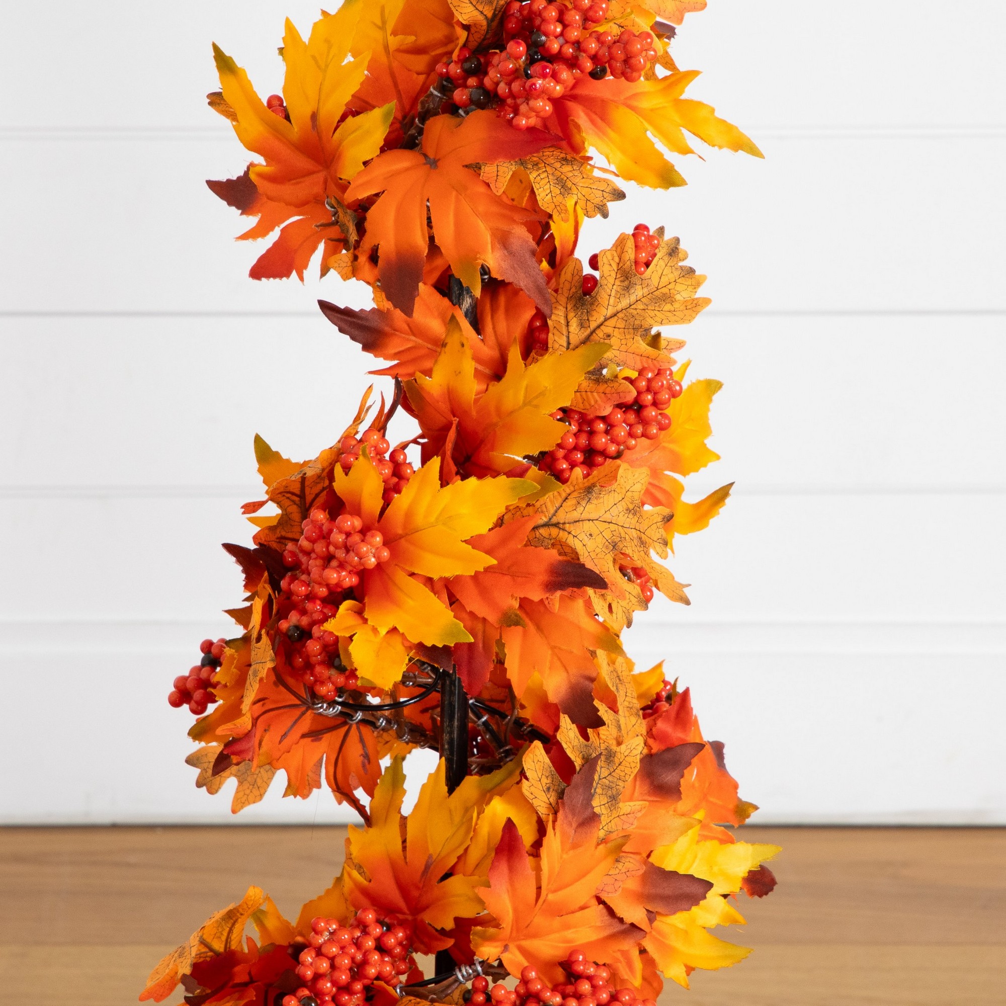3ft. Autumn Maple Artificial Fall Spiral Tree with Berries in Decorative Urn