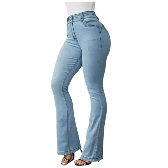 WENWU Womens Jeans Casual High Waist Pants Trousers Pockets Classic Denim Jeans Straight Women Womens Designer Pants