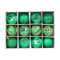 Hvmvliv Christmas Ornaments 12Pc 2.34inch Electroplated Christmas Balls Decorations Painted Boxed Balls Hanging Xmas Tree Ornaments for Christmas Party Decoration Green