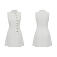 thumbnail image 4 of QUNYINEY White Casual Summer Dresses for Women Sleeveless Work Mini A Line Dress Button Down Office Loose Fit Mock Neck Dresses, 4 of 7