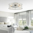 thumbnail image 2 of Cusp Barn 20-In Retro Distressed White Ceiling Fan with Light, Flush Mount Low Profile Caged Ceiling Fan with Reversible Blades and Remote Control, 2 of 10