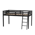 thumbnail image 6 of Zimtown Full Size Junior Low Loft Bed with Stairs, White Wood Bunk Bed Frame, No Box Spring Required, Black, 6 of 9