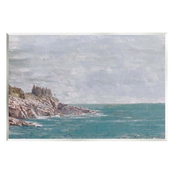 Stupell Industries Rocky Cliff Ocean Landscape Painting Unframed Art Print Wall Art, Design by Savannah Miler