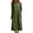 Army Green, variant on Women's Split V Neck Three Quarter Sleeve Maxi Linen Dress Chest Flap Pockets Empire Waist Side Slit Loose Casual Vacation Dress