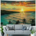 thumbnail image 4 of Chilfamy  Hawaiian Tapestry, Sunrise Over Hanauma Bay Oahu Hawaii Sunbeams Through Clouds Shoreline, Wide Wall Hanging for Bedroom Living Room Dorm 40x60inch, 4 of 6