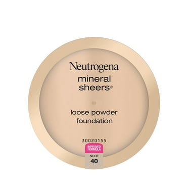Neutrogena Sheer-to-Medium Mineral Sheers Loose Powder Foundation: Lightweight Coverage, Skin Tone Enhancer, and Redness Reducer for Flawless Complexion - Nude 40, 0.19 Oz