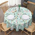 thumbnail image 3 of Light Blue Christmas Tree Pattern Round Tablecloth 60"x60",Wrinkle Wipeable Table Cloth for Kitchen Dining Room Picnic Patio Party, 3 of 6