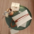 thumbnail image 2 of Caja de pañuelos de cuero PU Color Camel, caja de almacenamiento de pañuelos, soporte organizador Rectangular con tira colgante decorativa, para el hogar, 2 of 5