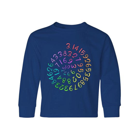 Inktastic Pi Day Pi Numerals in Rainbow Spiral Long Sleeve Youth T-Shirt