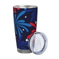 thumbnail image 2 of Honeii Red White Blue Fireworks Print 20OZ Car Cup, Insulated Stainless Steel Travel Mug with Lid and Straw, Keep Your Drinks Hot and Cold-Straw Two-piece Set, 2 of 8