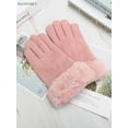 thumbnail image 5 of BadPiggies Winter Warm Touch Screen Gloves, Thick Fleece Lining Suede Mittens Velvet Wrist Driving Gloves for Men Women (Pink), 5 of 6