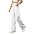 thumbnail image 4 of ClodeEU Women's High Waist Wide Leg Pants,Solid Color Loose Casual Trousers with Pockets ,Women's Plus L, 4 of 7