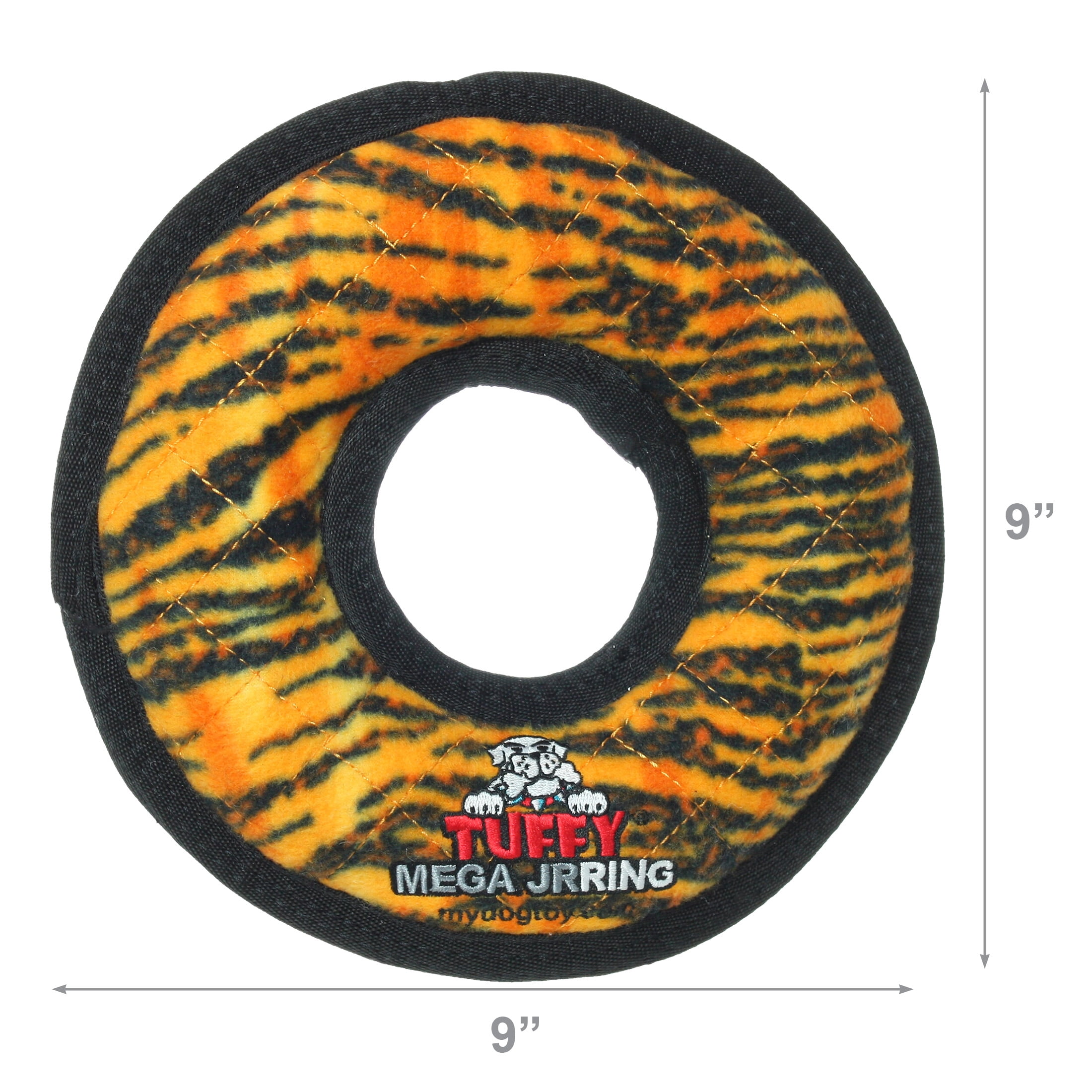 Tuffy Mega Jr Ring Tiger Durable Plush Squeaky Dog Toy