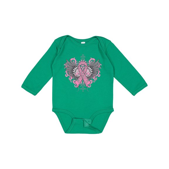 Inktastic Breast Cancer Cool Wings Boys or Girls Long Sleeve Baby Bodysuit