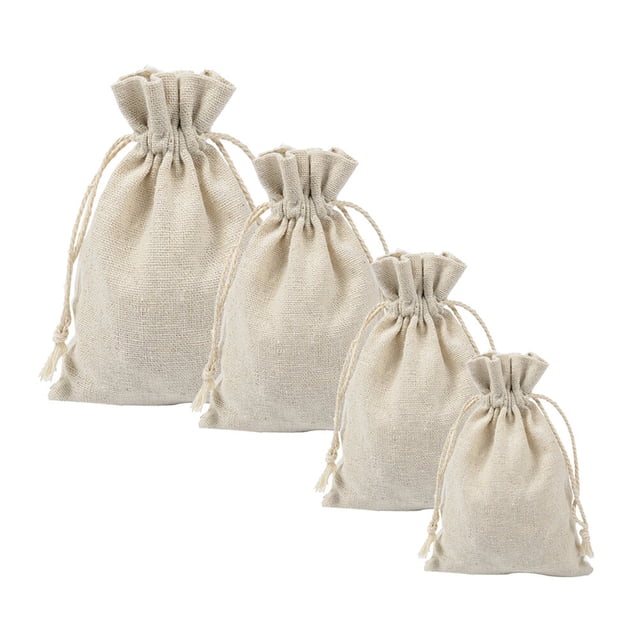 BESTYASH 4Ud Sachets Empty Para Especias En Tela Beige Con De Cordón Texturizado