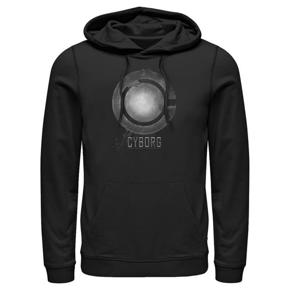 Men's Zack Snyder Justice League Cyborg Silver Logo Pull Over Hoodie Black Large