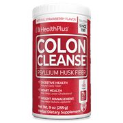 Health Plus Colon Cleanse Digestive Support | No Artificial Flavors | Daily Fiber for Toxin Elimination To Reduce Bloating | Psyllium Husk | Strawberry Flavor | 9 Ounces, 36 Servings