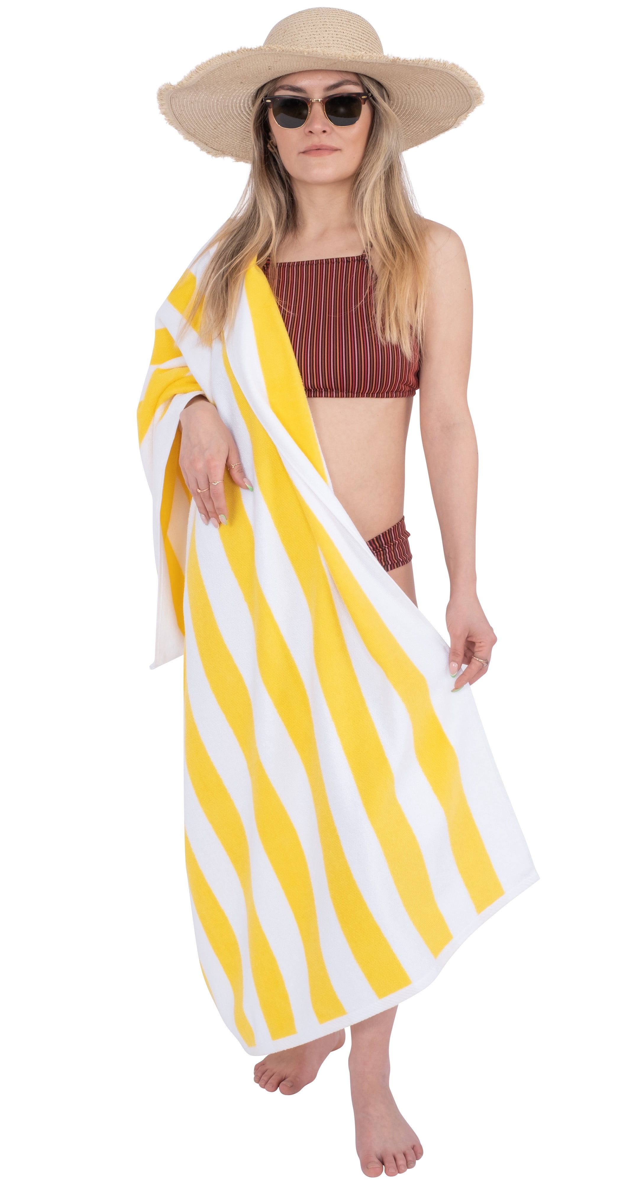 Cotton Paradise, Cabana Stripe Beach Towels 4 Packed, 100 % Cotton Extra Large Pool Towels, Oversized Swim Towels, Soft Absorbent Quick Dry, Mix