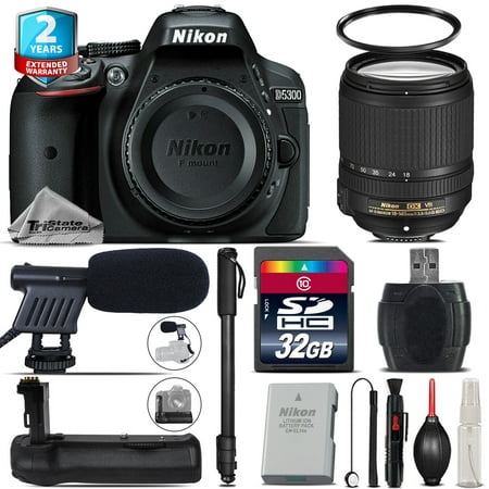 Nikon D5300 DSLR + AFS 18-140mm VR Lens + Battery Grip + Shoutgun Mic - 32GB