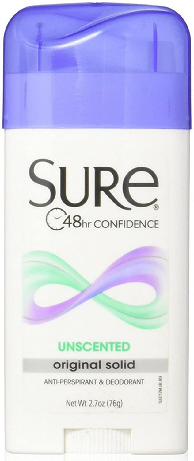 6 Pack - Sure Original Solid Antiperspirant & Deodorant Unscented 2.7oz Each