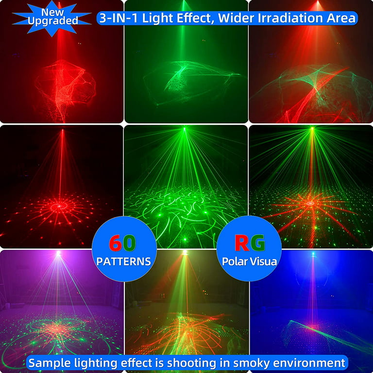 EIMELI Disco Lights RGB LED 2 in 1 Beam Lights Sound Party Lights with Strobe Flash Effects, Timing LED Stage Light Projector with Control for Home Birthday Dance