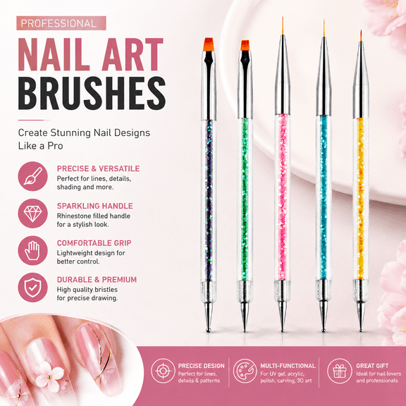 Cynaral Nail art pens,Nail Art Pens, Dual-Ended Nail Design Brushes and Dotting Tools, Precision Nail Painting Pens for Fine Lines, Detailing, Dots and DIY Manicure Nail Art