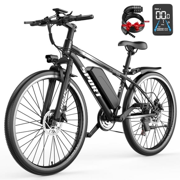 26" Electric Bike for Adults with Peak 750W Brushless Motor, 35Miles 22MPH Commuting Electric Mountain Bike with 36V 10AH Removable Battery, 7-Speed, Front Fork Suspension