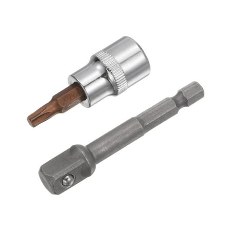 

Uxcell T27 Torx Bit Socket 3/8 Square Drive 1.89 Length with Hex Shank Power Drill Adapter