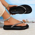 thumbnail image 6 of COM STAR Women’s Rhinestone Flip Flops Thong Sandals Sparkly Open Toe Slip-On Summer Beach Casual Comfort Flat Sandals, 6 of 7