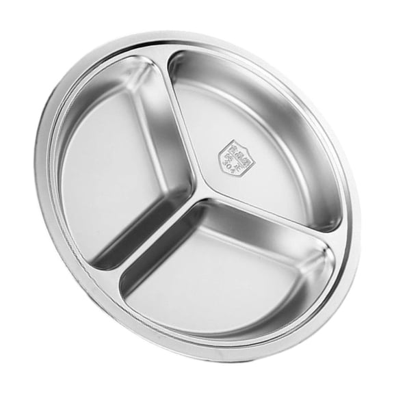 ROZYARD Multi Compartment Circular Dish 28Cm Stainless Steel Food Safe Divided Plate