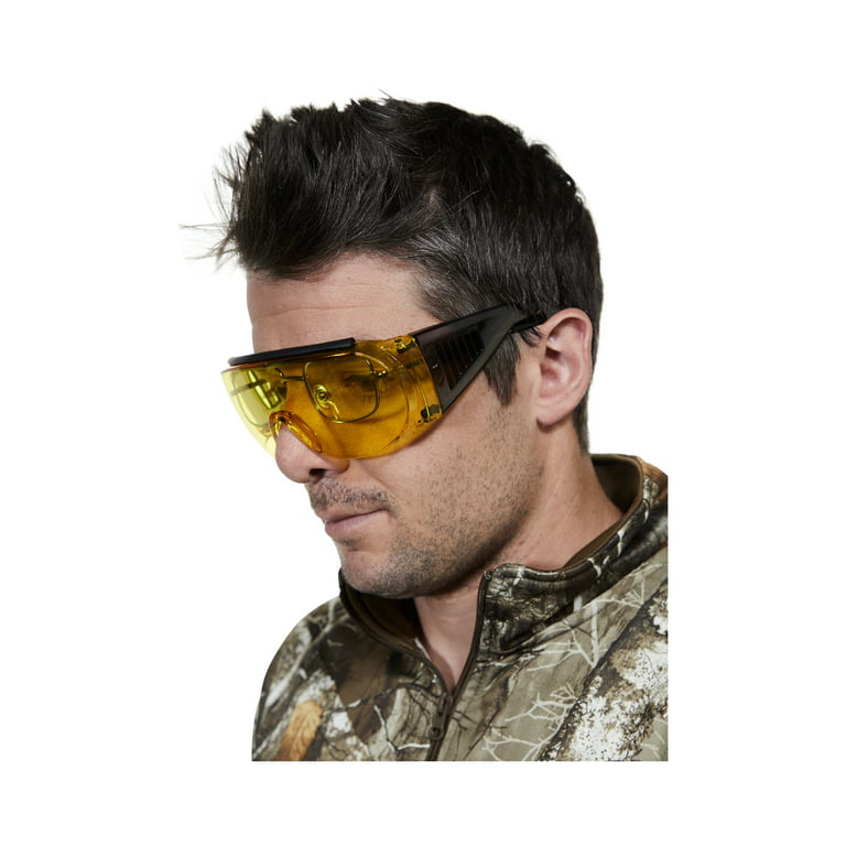 Allen Company Large Shooting Safety Glasses, Ansi Z87 Impact Resistant,  Adult, Black, Unisex, Polycarbonate, Yellow