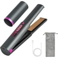 thumbnail image 1 of Cordless Hair Straightener Portable, Ceramic Coated Straight Clip, Three Speed Temperature Adjustable, 5000mah Battery Operated Curling Iron For Travel, 1 of 7