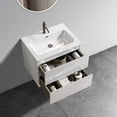 thumbnail image 4 of 24 - inch White Glossy Wall - mounted Bathroom Vanity with Ceramic Sink One Faucet Hole Modern Look Silent Drawers, 4 of 5