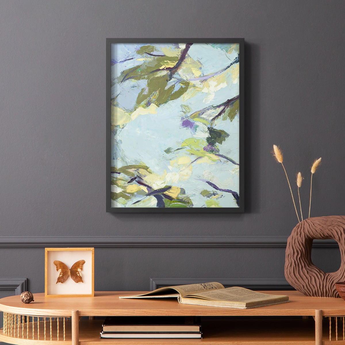 Aqua Sky Framed Print in Black Solid Wood Framed Print No Nail Hanging