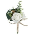 thumbnail image 2 of sunsanly Flower Shaped Bridegroom Brooch Faux Silk Flower Suit Coat Pocket Decorative Corsage Imitation Rose Flower Gown Brooch Pin, 2 of 7