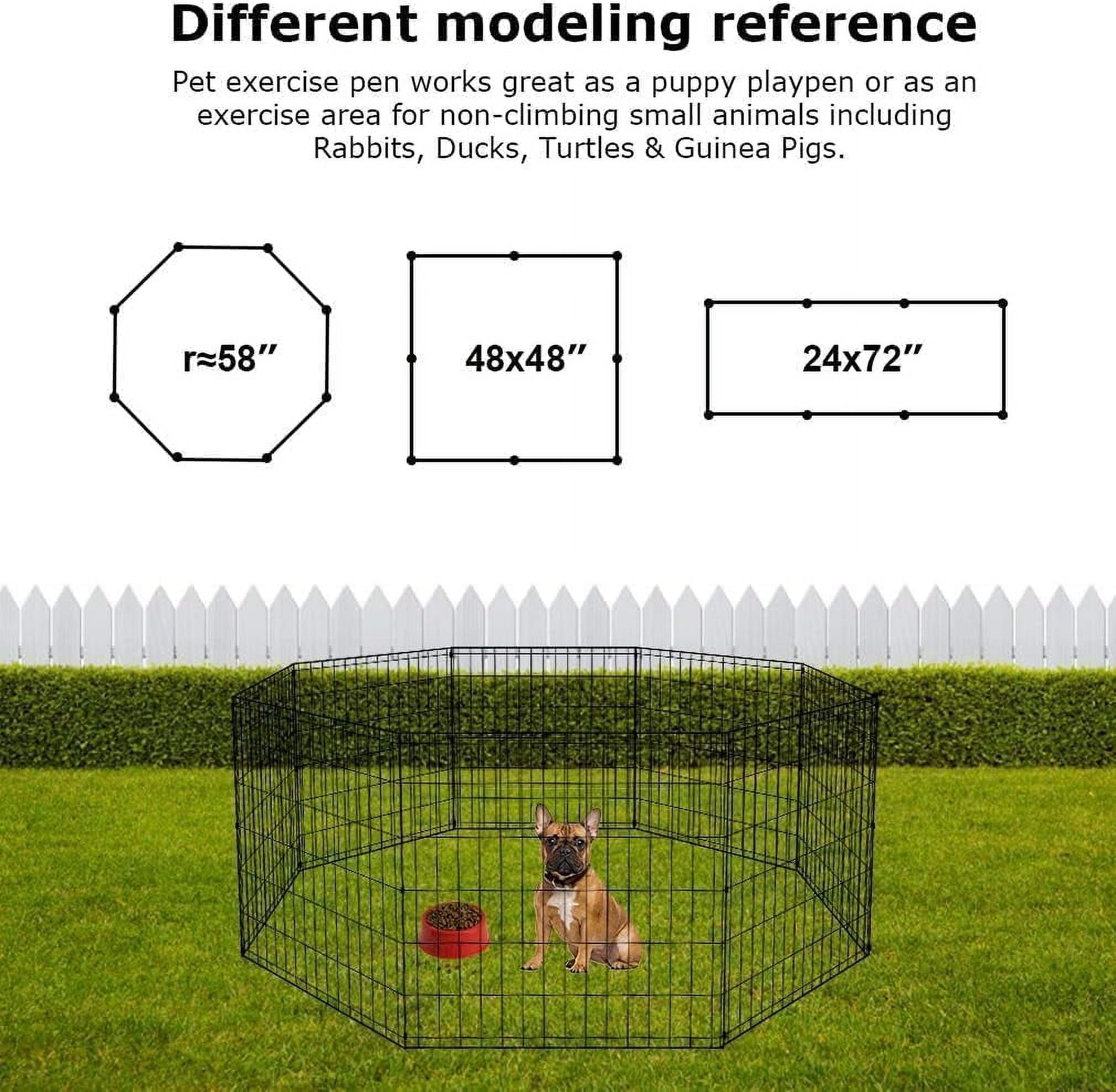 FeGe  | Foldable Dog Playpen | 24 Inch, 8 Panels | Metal Pet Exercise Pen | Indoor Outdoor Portable Dog Fence with Door | Removable, Rust-Resistant Secure Pet Kennel | Easy to Assemble