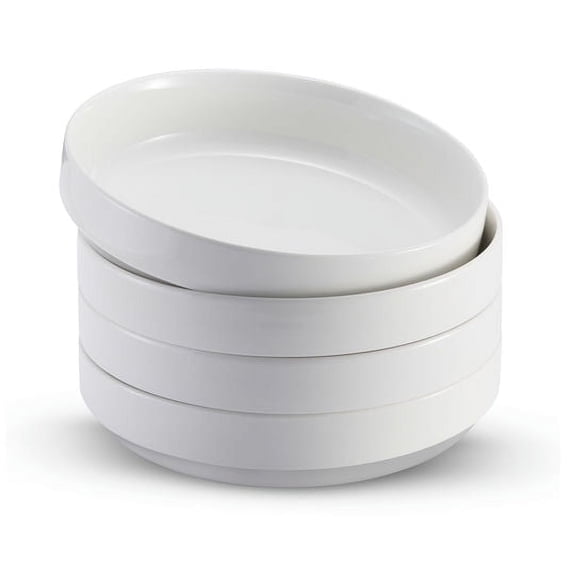 Kook Ceramic Pasta Bowls, White, 47 oz, Set of 4