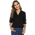 thumbnail image 5 of Uniexcosm Women's Chiffon Blouse V Neck Long Sleeve Shirts Tops, 5 of 10